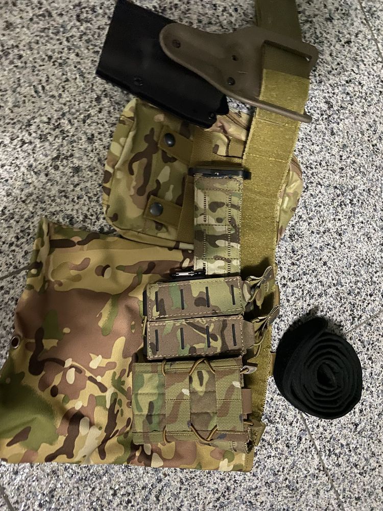 Cinto duplo airsoft c/pouch e coldre glock