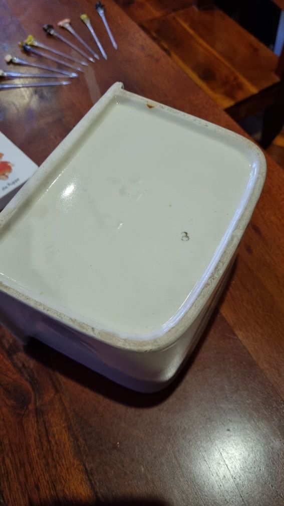 Stara francuska porcelanowa szuflada do makaronu pojemnik majololika