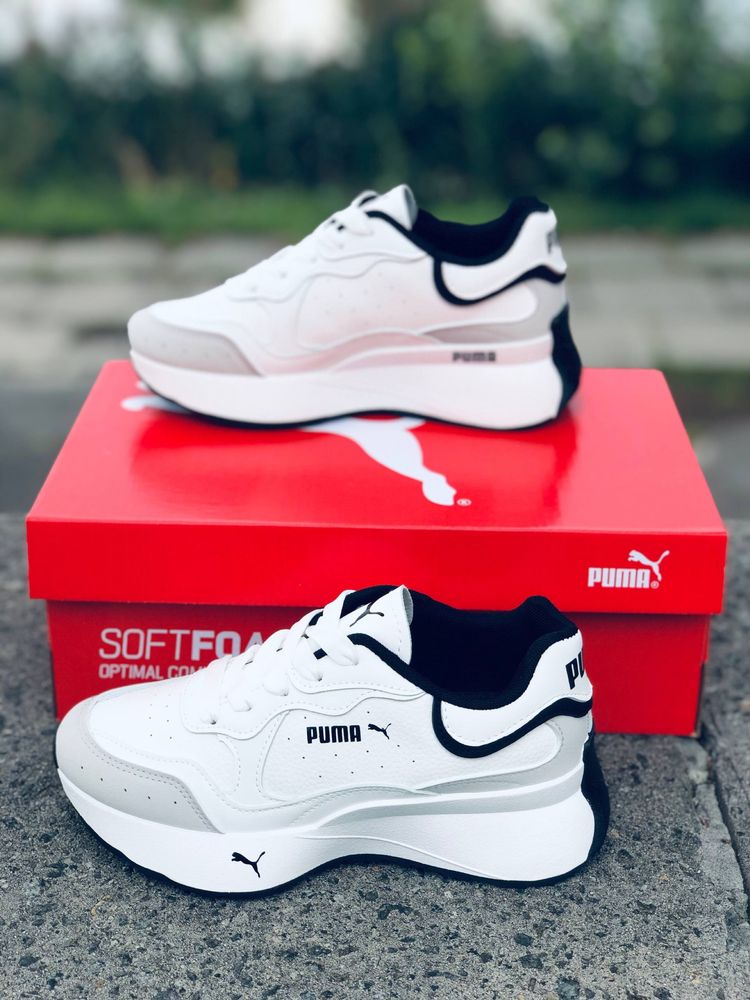 Снежно - белые / Кроссовки Puma белые женские SoftFoam+ кросовки Пума