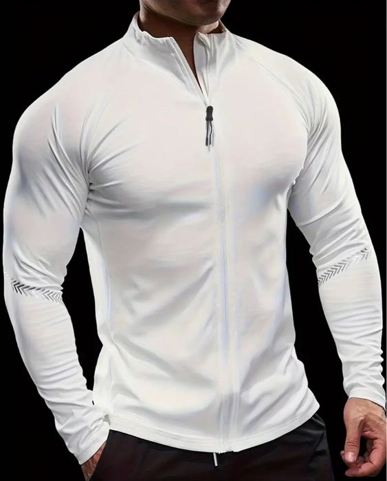 Чоловіча спортивна куртка slim fit з стійкою та 3D принтом