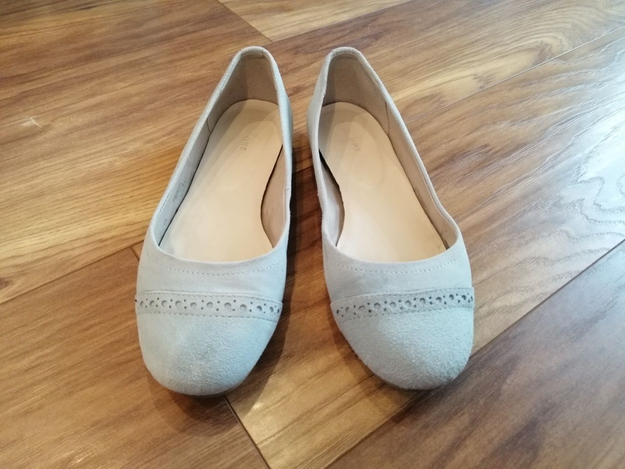 Buty baleriny miętowe, jasnoniebieskie, zamszowe, 39, Pier One