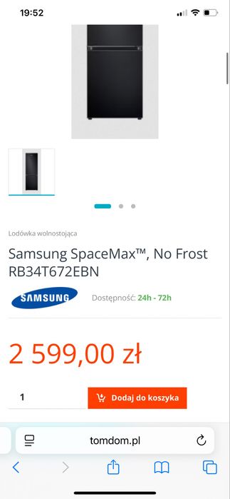 Samsung SpaceMax™, No Frost RB34T672EBN lodówka sprzedamlodówkę czarną