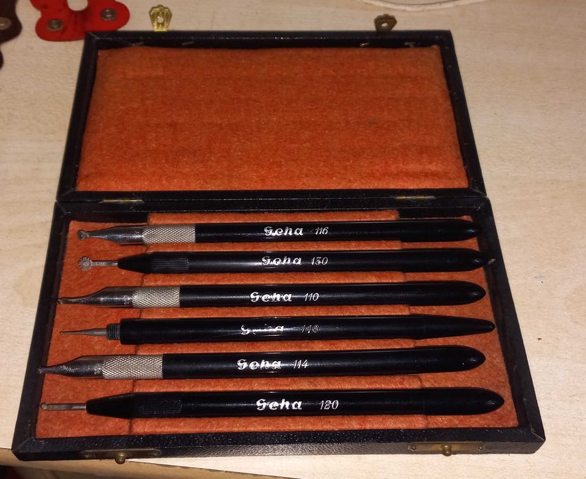 Rysiki/pióra techniczne Goha vintage - zestaw w etui