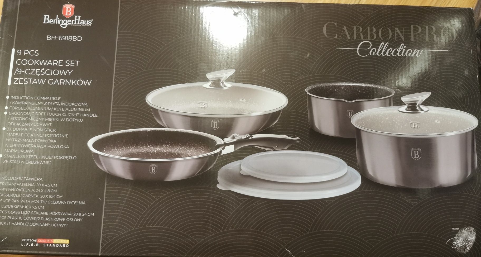 Zestaw garnków carbon pro 9 części
