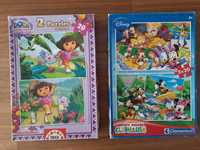 2 Puzzles Mickey Mouse e Dora, a exploradora 2x20