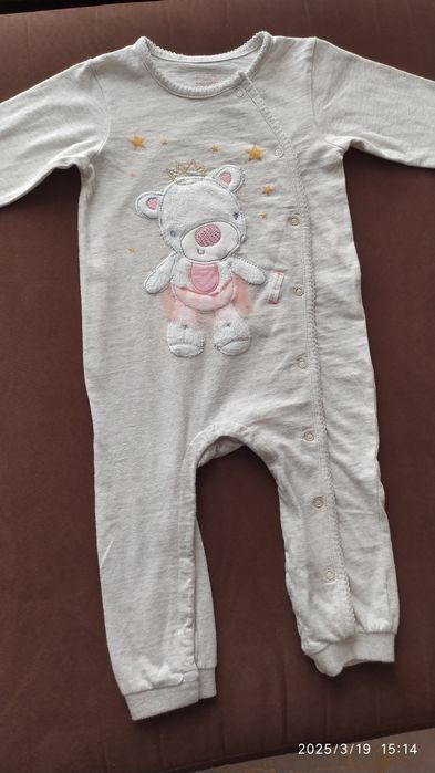 Pajacyk beżowy z misiem z tiulową sp., dziewczynki, r. 80, Cool Club