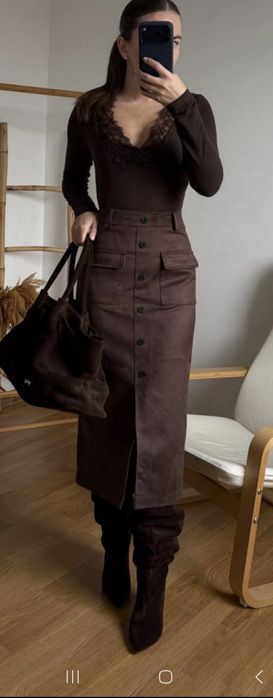 Шоко спідничка спідниця  замш Італія