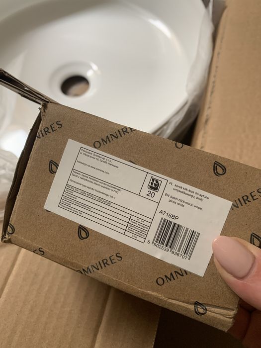 Nowa umywalka Omnires Tulsa 35,5 cm + korek klik-klak