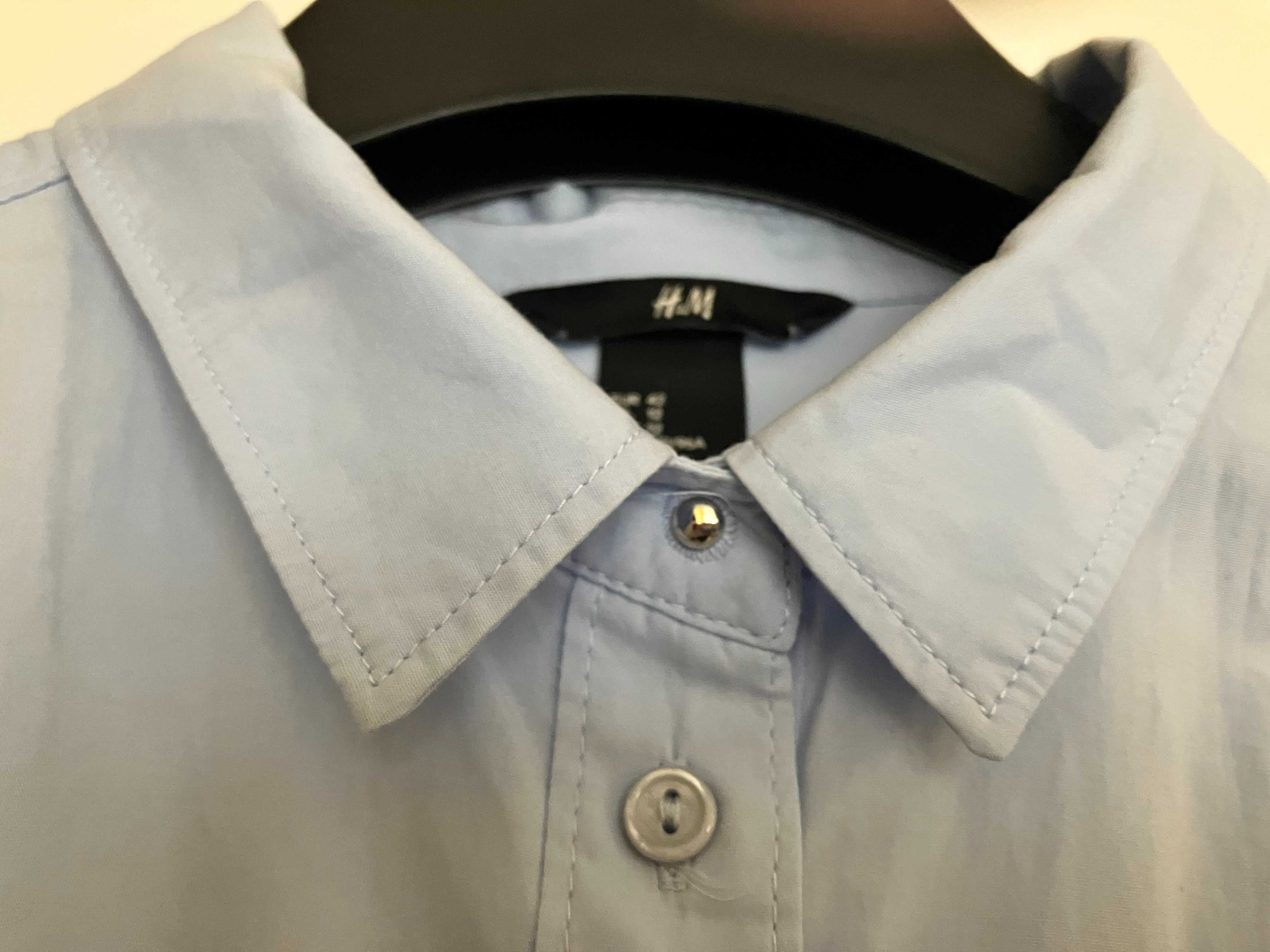 Bluzka koszulowa z długim rękawem niebieska H&M  rozmiar 42 / 12