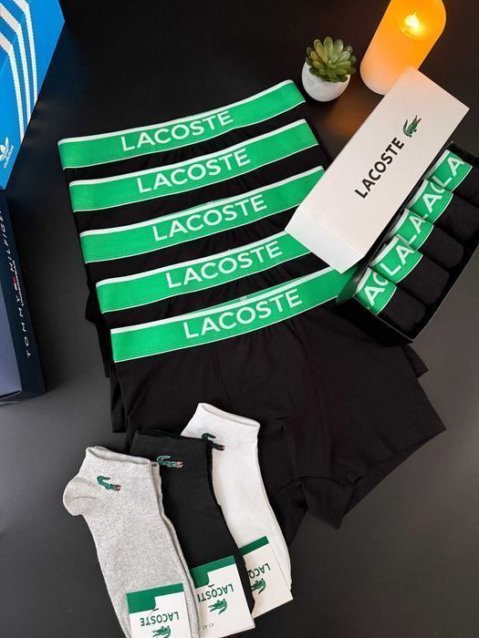 Чоловічі труси Lacoste Green чорні. Мужские боксеры Лакост черные
