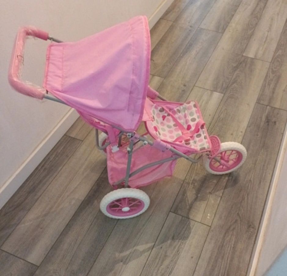 Carrinho de bebê de brincar com 2 lugares. Como novo.