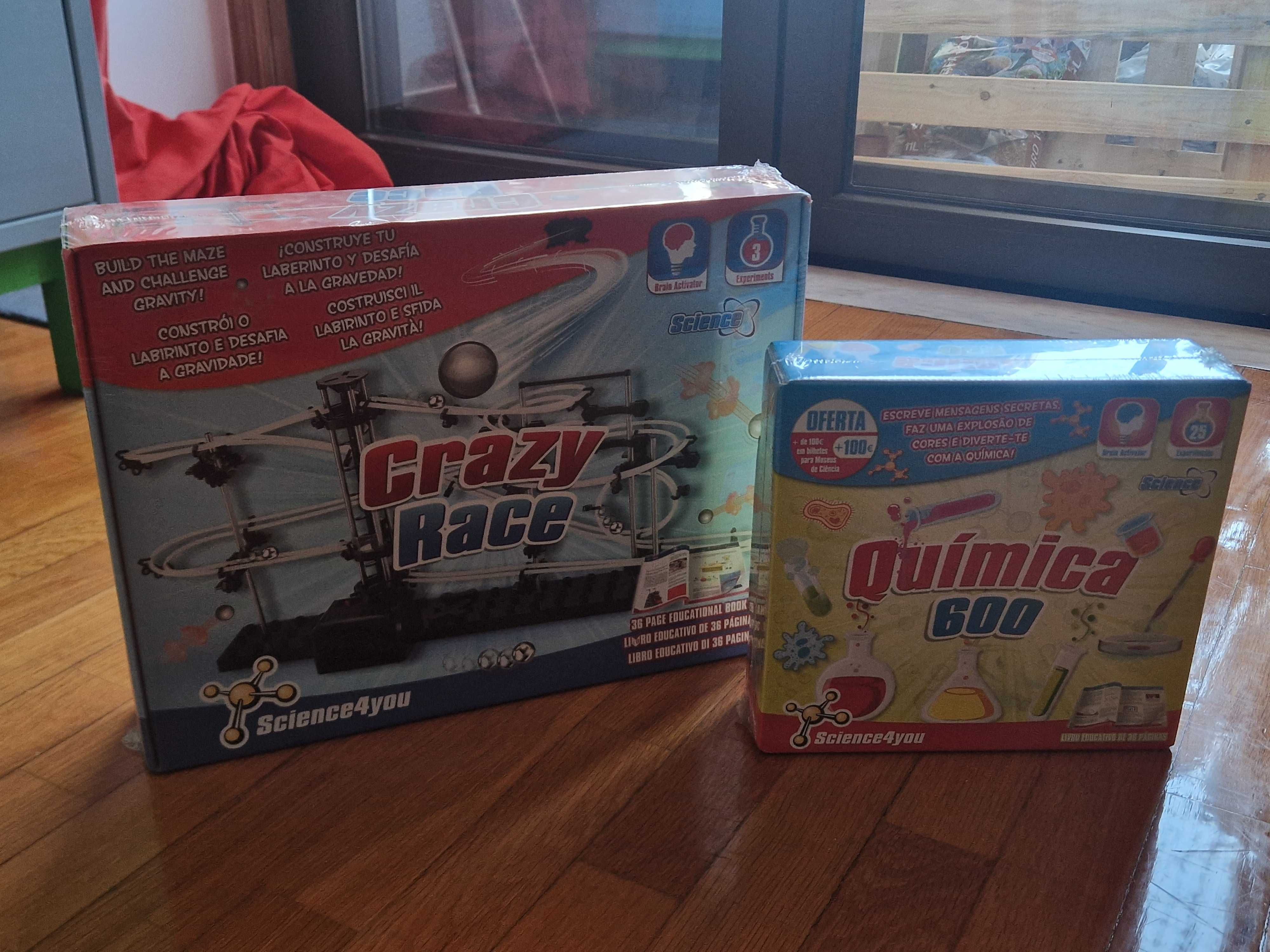Kits Science4you Crazy Race e Química. Nunca abertos