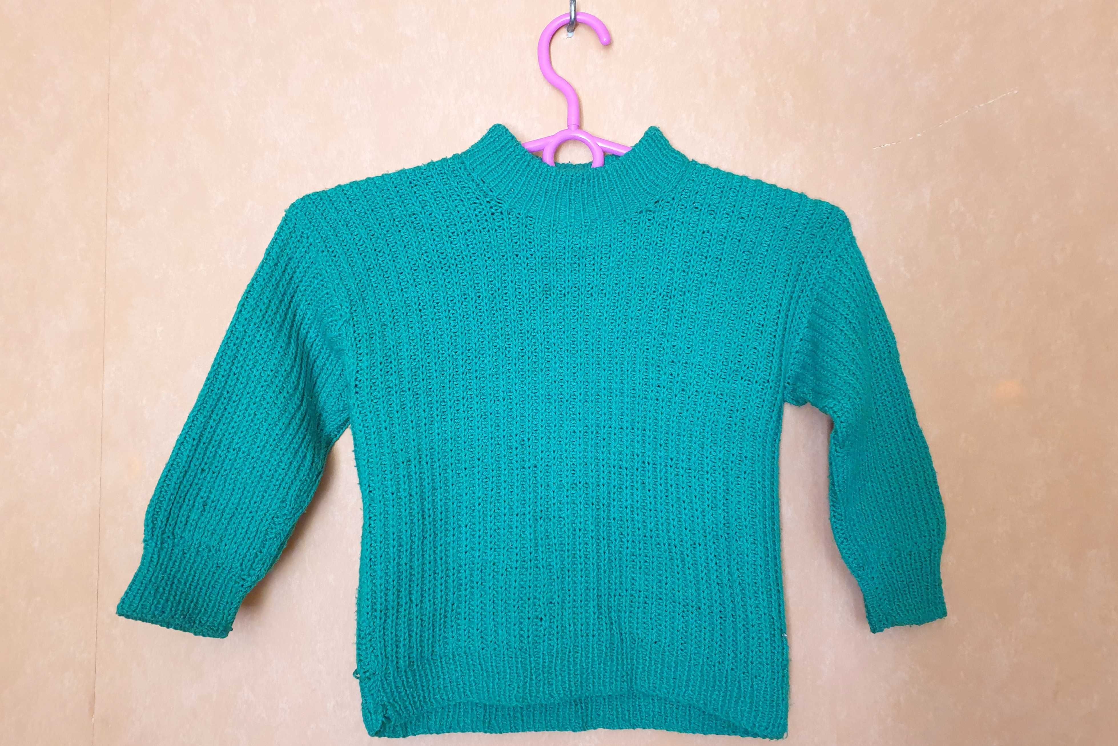 Sweter zielony dla dziecka - rozmiar 104 cm - zrobiony przez babcię