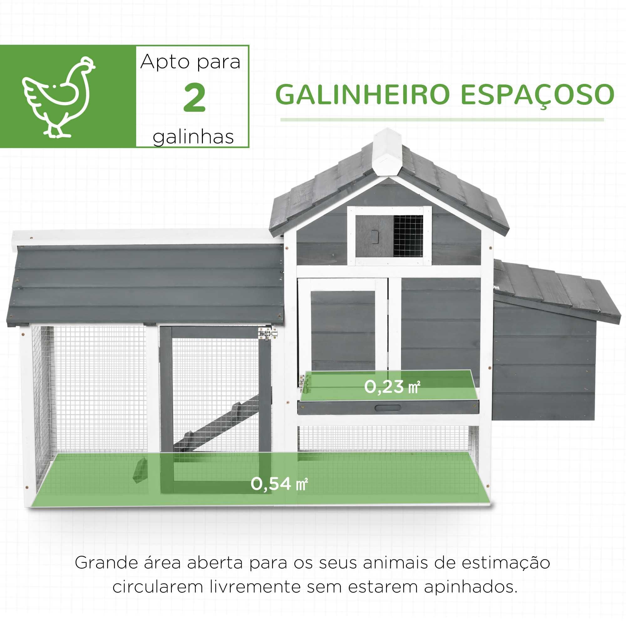Galinheiro de Madeira p/ Exterior com Ninho 150x54x87 cm