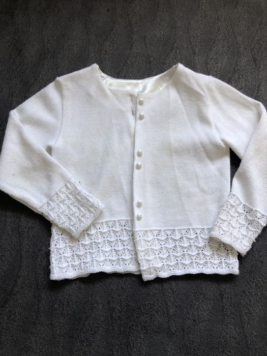 Zestaw wizytowy Spodniczka granatowa Bluzka i sweterek Apel Rozm. 122