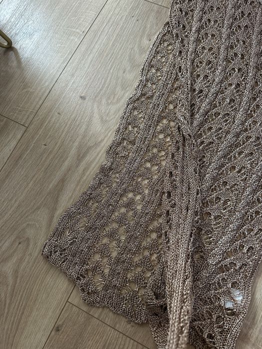 sukienka plazowa zlota rozowe zloto azurowa asymetryczna