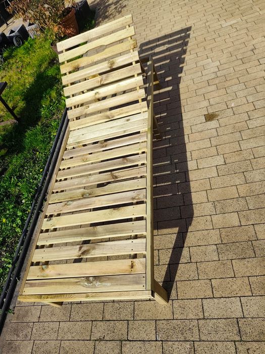 Nowy Leżak impregnowane drewno sosnowe podnoszone oparcie i nogi ogród