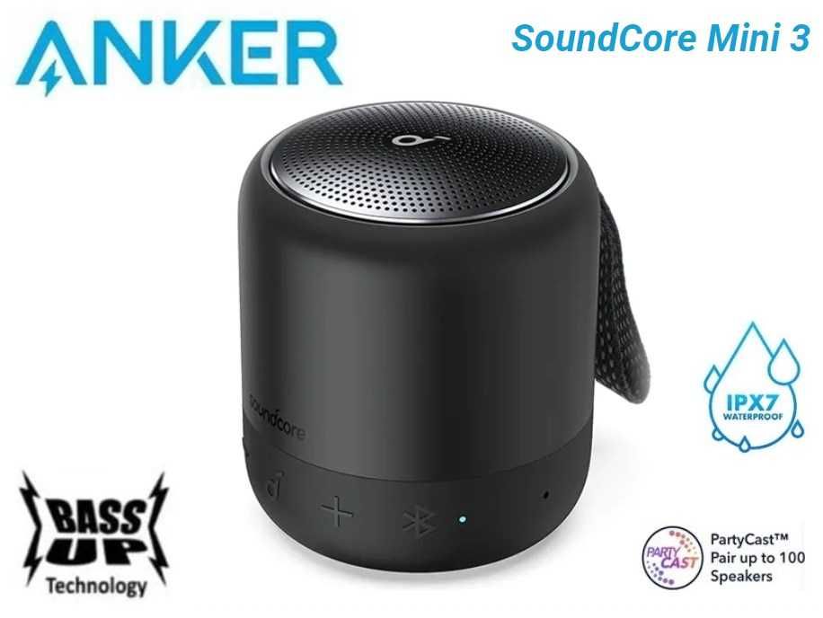 ⇒ Anker Soundcore Mini 3 - миниатюрная колонка, 6 ватт, IPX7, 15 часов