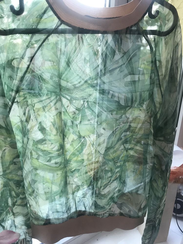 Bluzka Zara hit z organzy  PRINTED ORGANZA TOP przezroczysta modna S