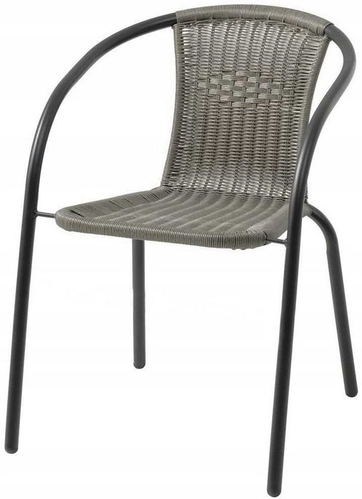 FOTEL Bistro Krzesło Ogrodowe RATTAN Na Taras Balkon SZARE