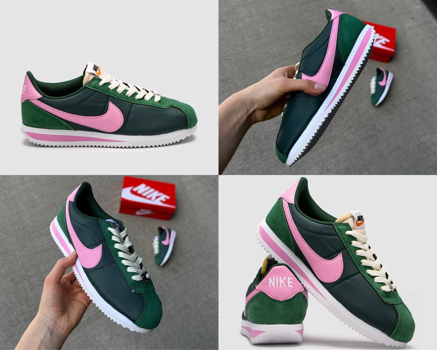SALE‼️ Жіночі кросівки Nike Cortez Green Pink найк кортез зелеені
