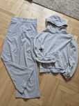 Komplet bluza i spodnie melanżowy szary 146-152 h&m szeroka nogawka