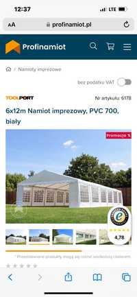 Namiot imprezowy 6X12 pvc