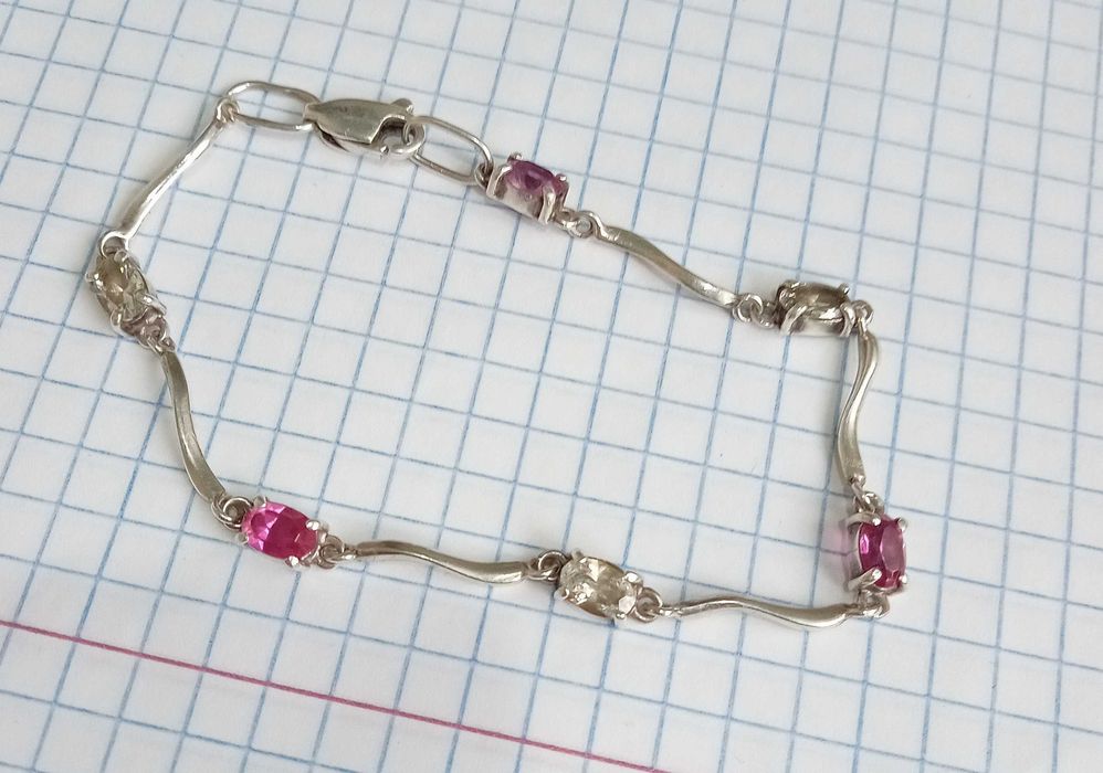 Браслет з каменями. Срібло 925 проба, розмір 19 см