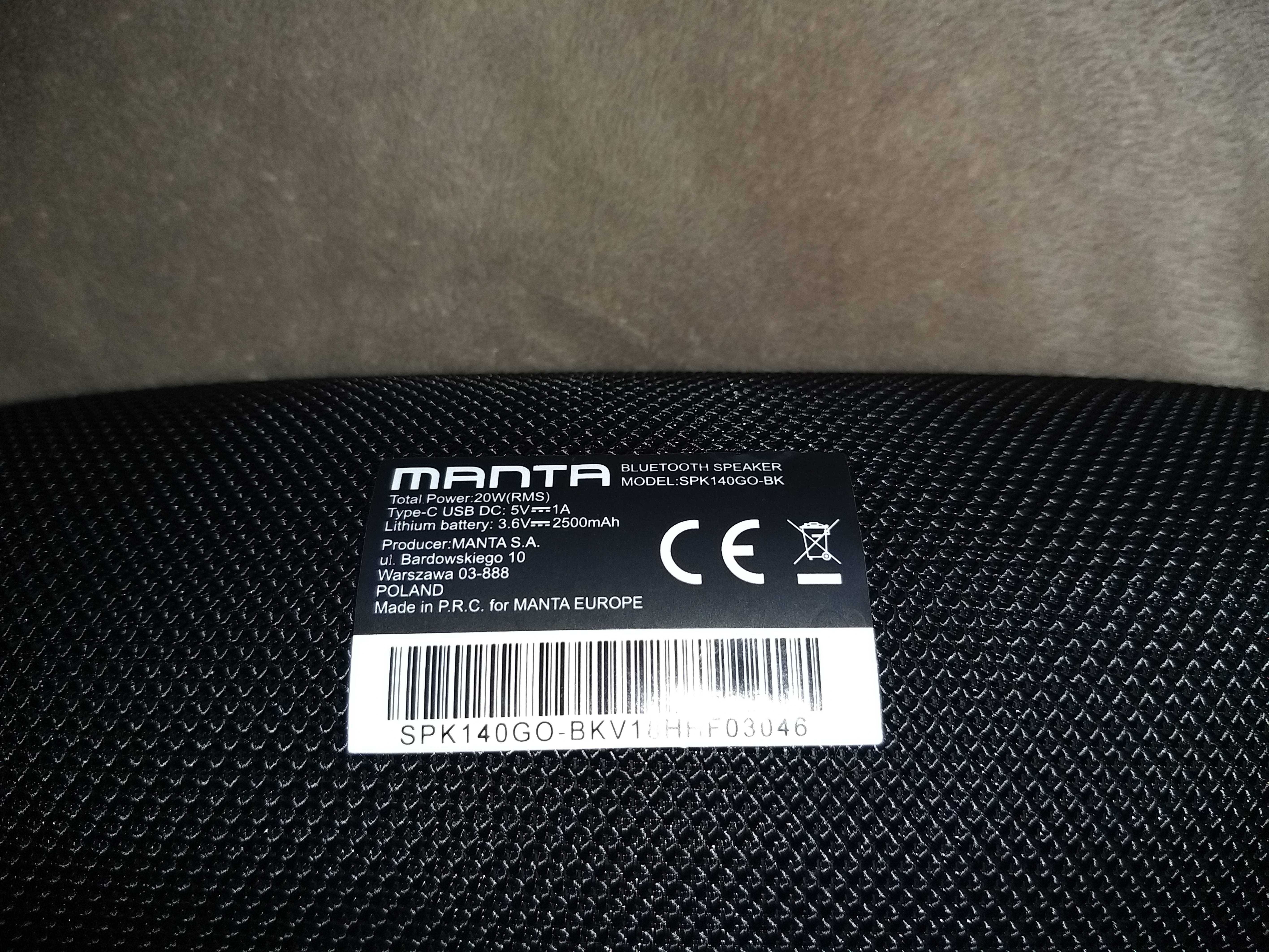 Głośnik MANTA SPK140GO-BK  Czarny