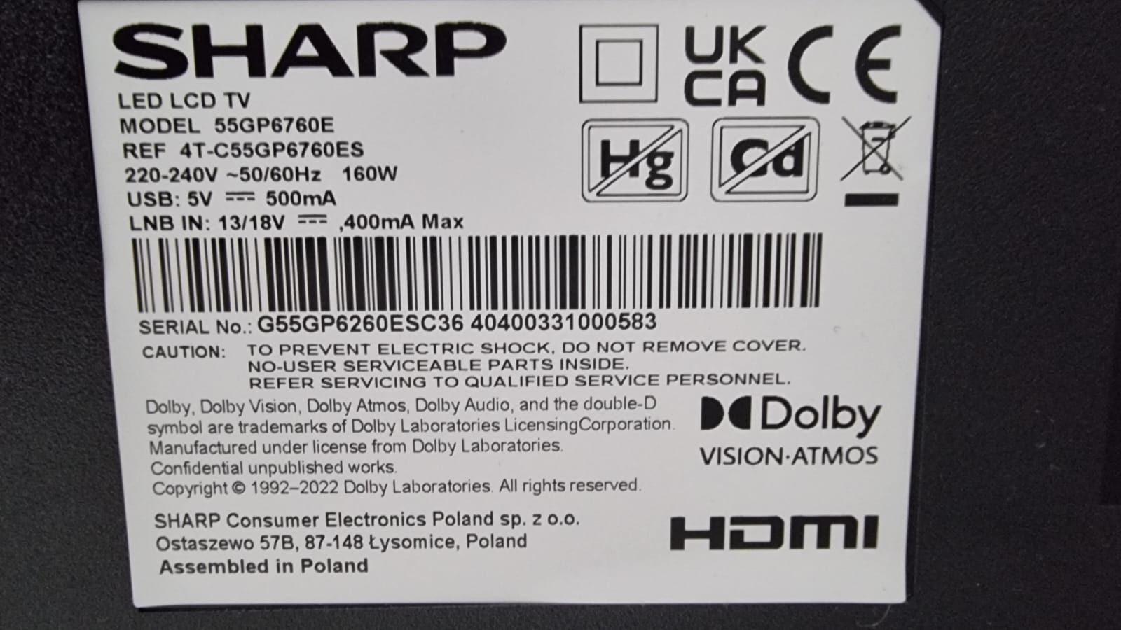Telewizor Sharp 55'