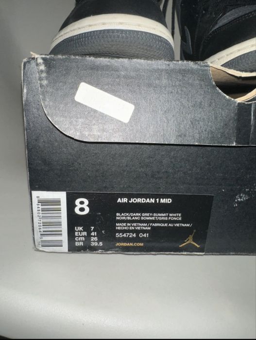 Air Jordan 1 Mid Black Dark Grey