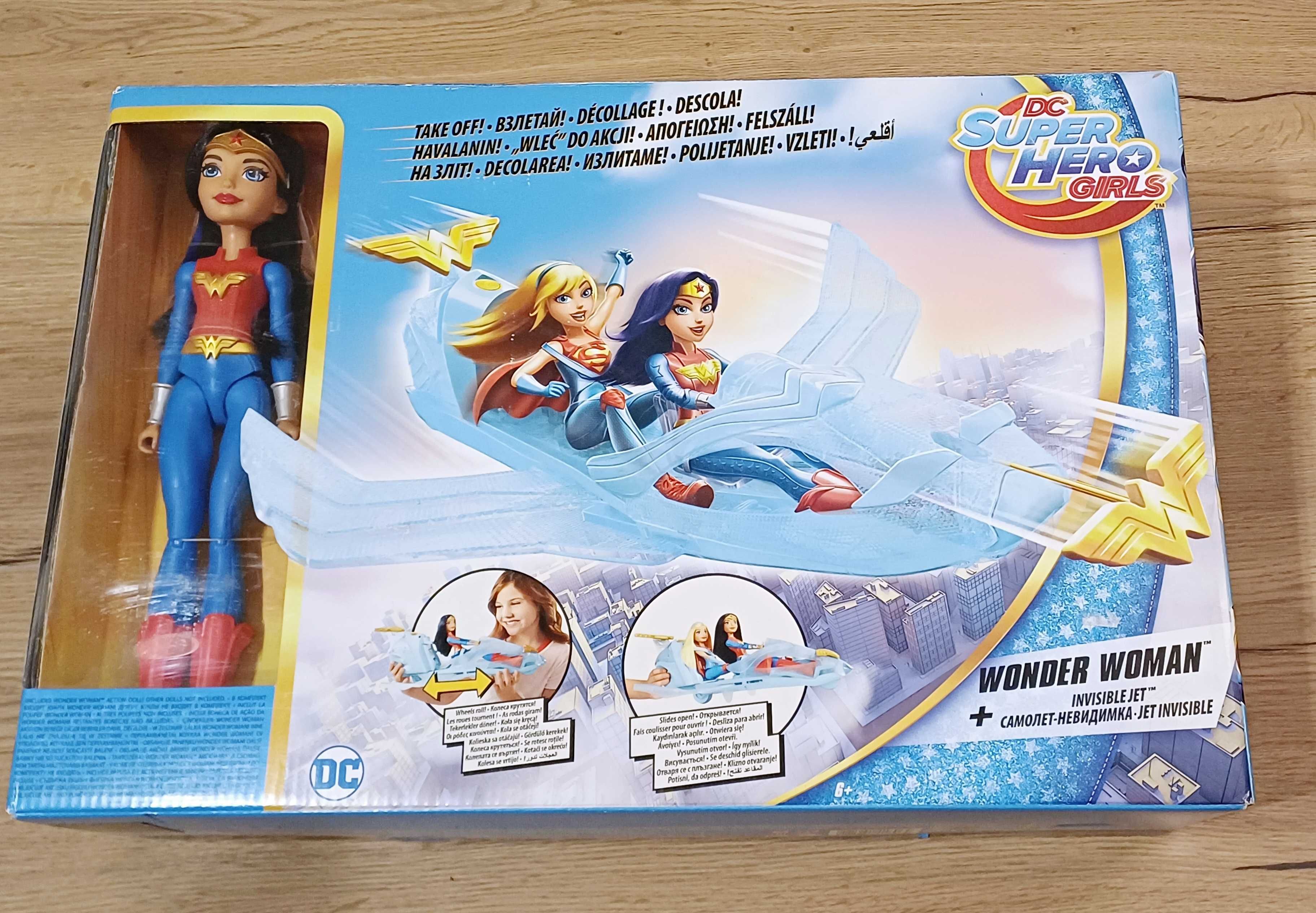 Super Hero DC Lalka Wonder Woman +samolot niewidzialny 2os. rozkładany