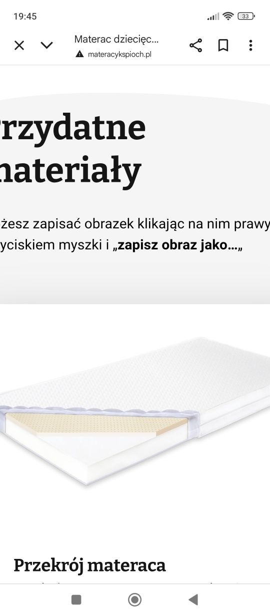 Materac do łóżeczka 120x60x9