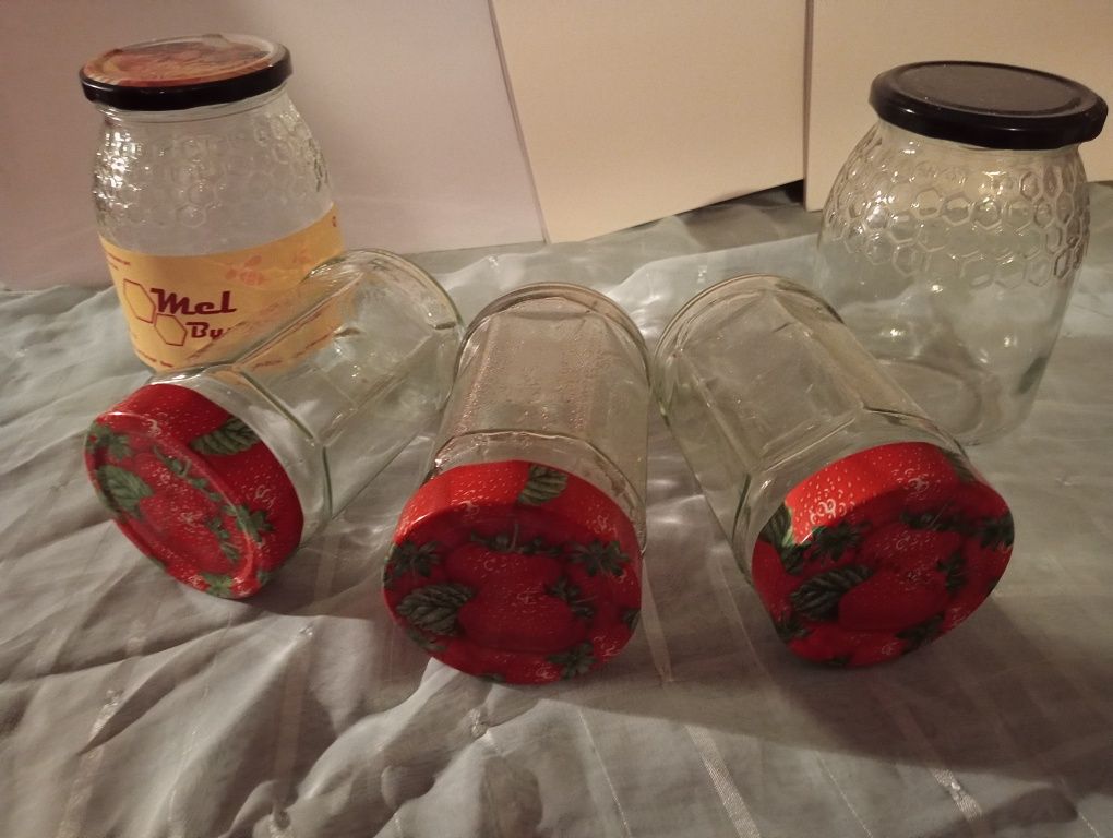 Conjunto de 5 frascos de vidro