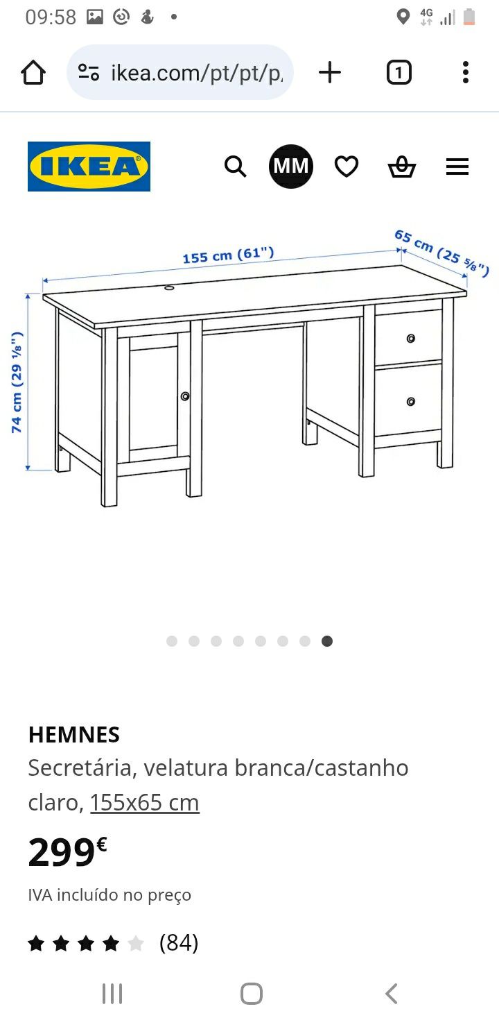 Secretaria Ikea Hemnes castanha/wengué