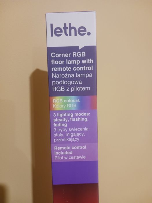 Narożna lampa podłogowa led RGB z pilotem / 141 cm / nowa