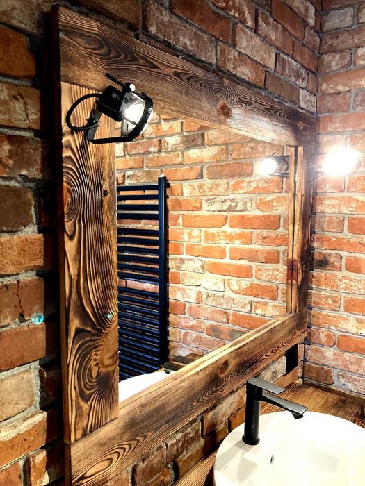 Szafka łazienkowa z lustrem stare postarzane drewno industrialne