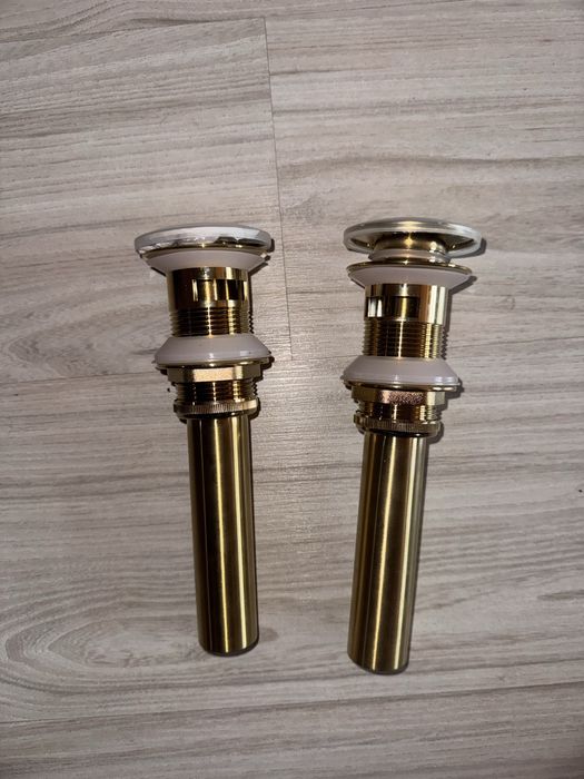 Złoty korek umywalkowy typu click-clack (2 sztuki)