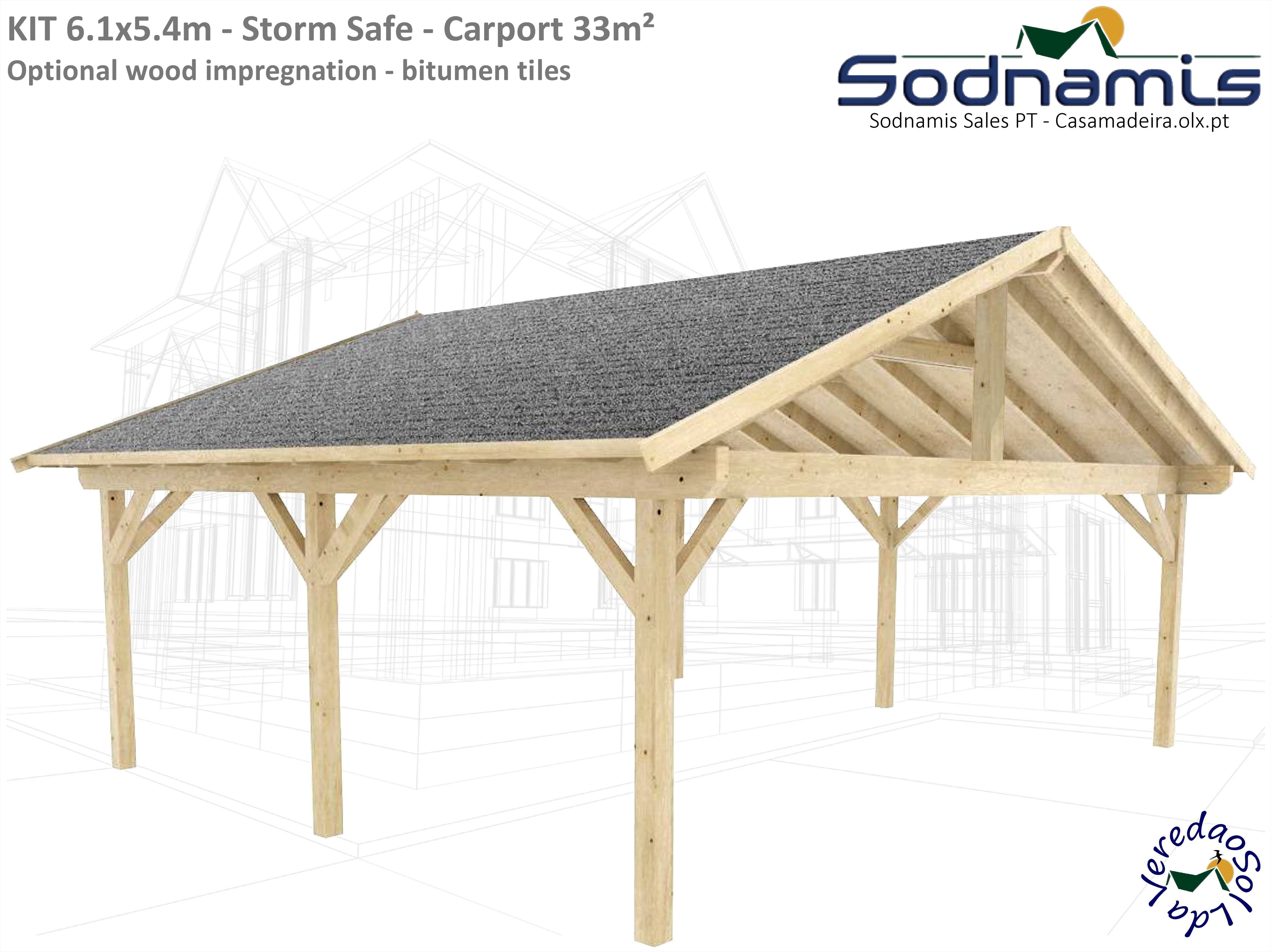 KIT Storm Safe 33m² - Estável otimo por telhas cerâmicas Casa madeira