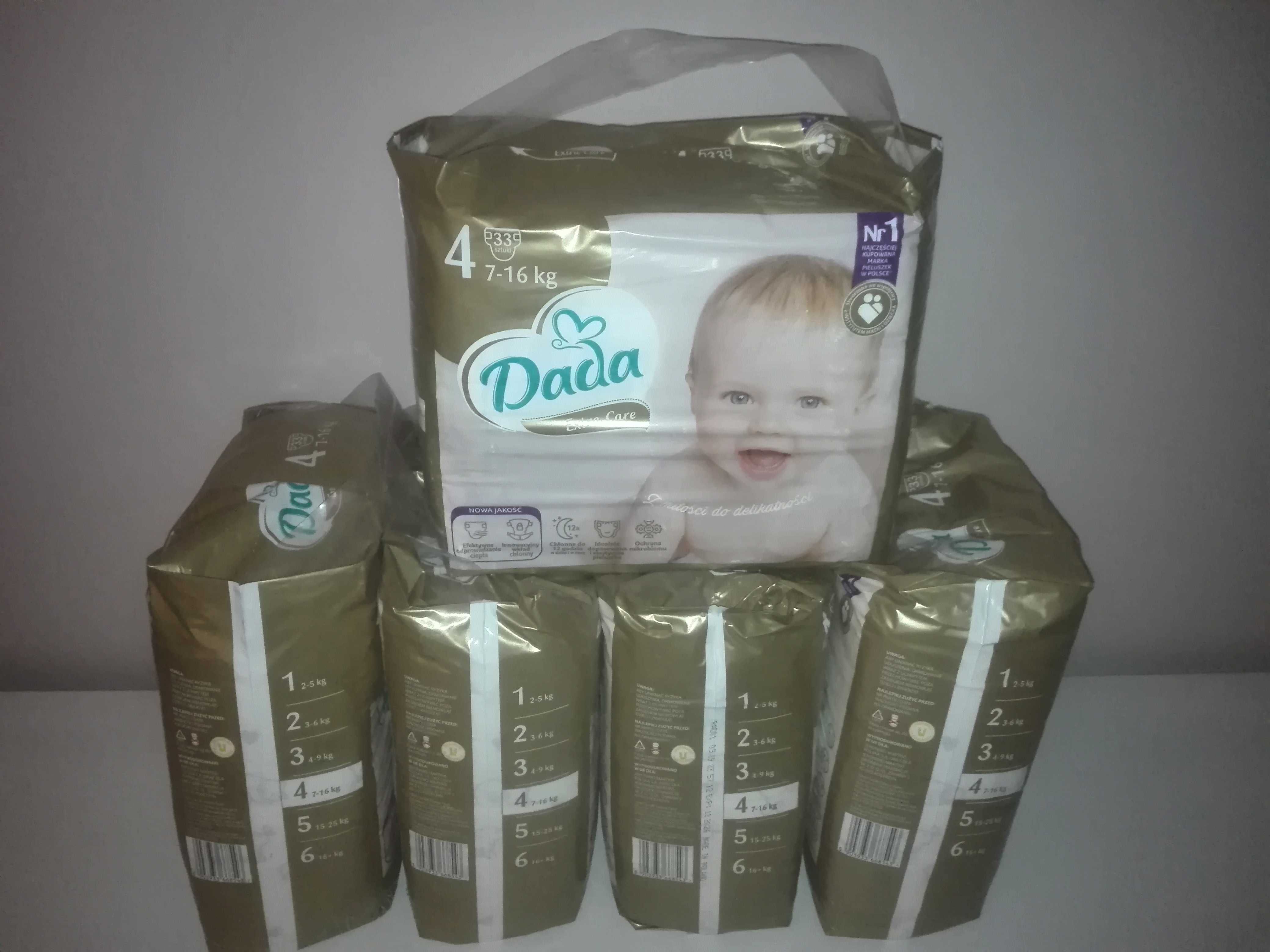 5 x Pampersy pieluchy Dada Extra Care rozmiar 4 | 33szt. x 5paczek