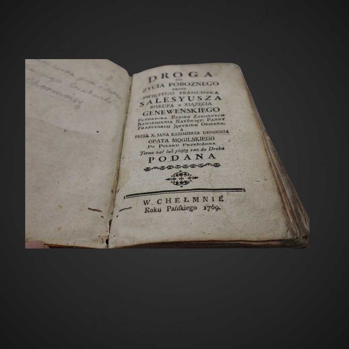 Starodruk z XVIII wieku Droga do życia pobożnego1769 Język polski LK