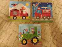 Puzzle, straż pożarna, traktor, 9 elementów
