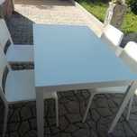 Mesa extensível com 4 cadeiras, branco, 130/190x80 cm