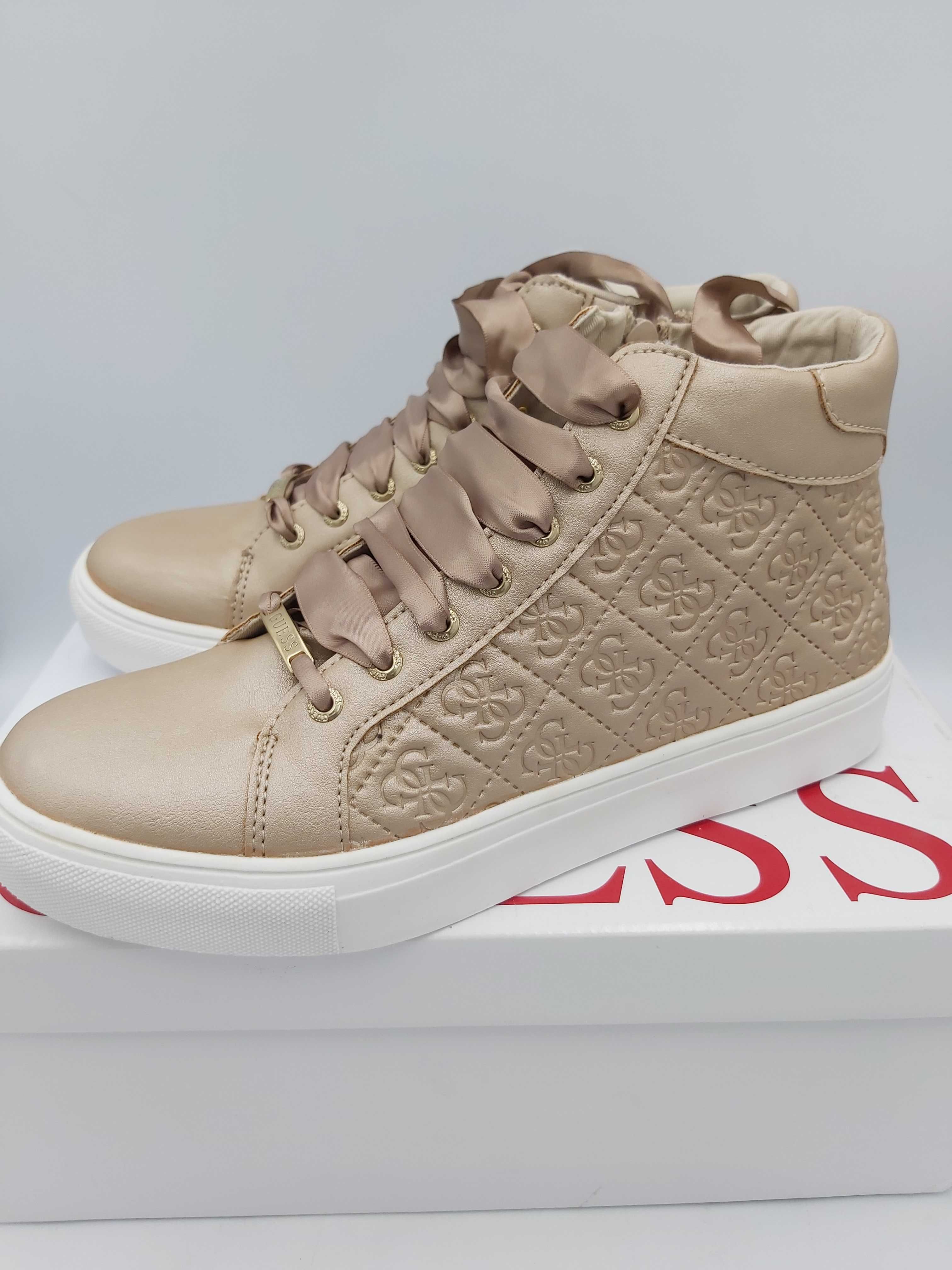 NOWE sneakersy GUESS botki perłowe brazowe rozmiar 39