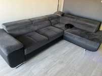 Sofa narożna Miami prawostronna – czarna ekoskóra – stan idealny