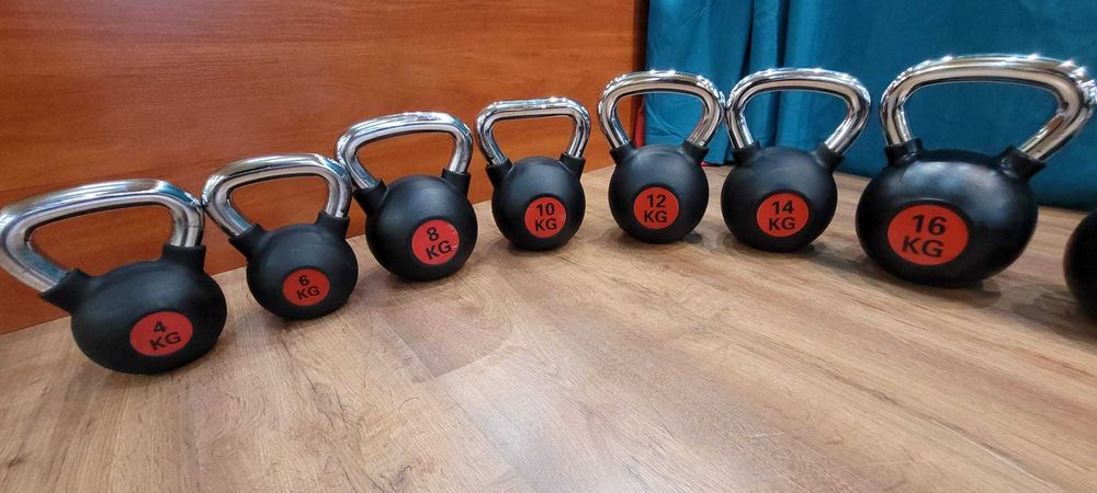 Zestaw Kettli Chromowanych 4-32 KG NOWE Crosfit Dzwony Siłownia