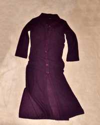 Темно-лиловый кардиган вязаное пальто