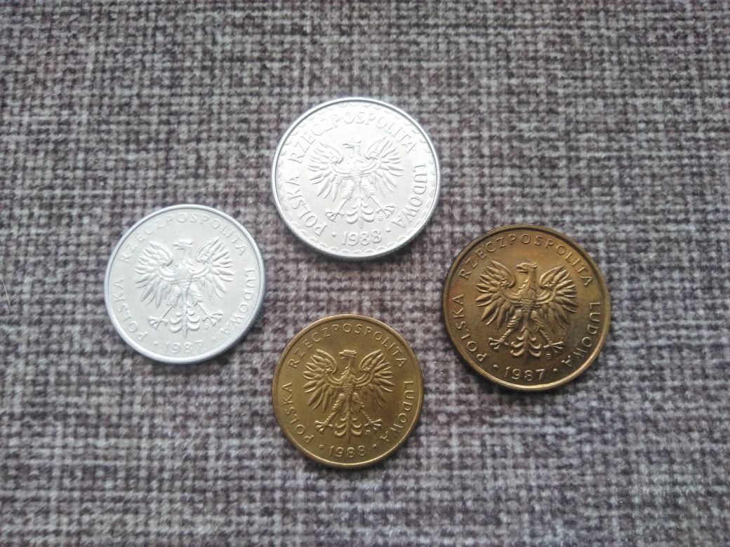 Zestaw monet z PRL (1987/1988) 50 groszy, 1 zł, 2 zł, 5 zł