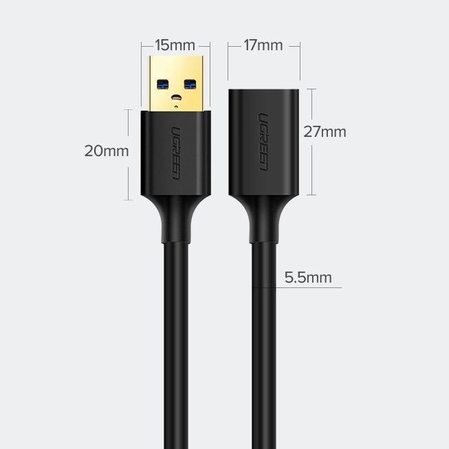 Ugreen kabel przewód przejściówka USB 3.0 żeński - USB 3.0 męski 2m