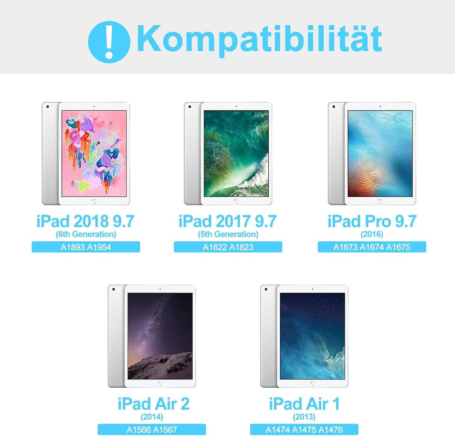 JADEMALL etui klawiatura touchpad LED RGB iPad 6/5 9,7'' Air 2 Air 1